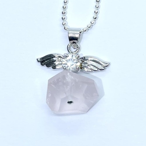 Angel Inspired Faceted Rose Quartz Gemstone Pendant